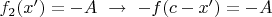 $f_2(x')=-A\,\,\to\,\,-f(c-x')=-A$