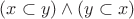$(x\subset y)\wedge(y\subset x)$