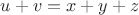 $u+v=x+y+z$