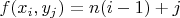 $f(x_i,y_j)=n(i-1)+j$