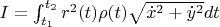 $I = \int_{t_1}^{t_2} r^2(t) \rho(t) \sqrt{\dot{x}^2+\dot{y}^2}dt$