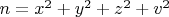 $n=x^2+y^2+z^2+v^2$