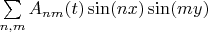 $\sum \limits_{n,m} A_{nm}(t)\sin (nx) \sin (my)$
