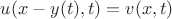 $u(x-y(t),t)=v(x,t)$