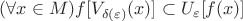 $(\forall x \in M) f[V_{\delta(\varepsilon)}(x)] \subset U_\varepsilon [f(x)]$