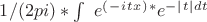 $1/(2pi)*\int \ e^(^-^i^t^x^)^*e^-^|^t^|^d^t^$^