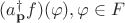 $(a^\dagger_{\mathbf p} f)(\varphi),\varphi\in F$