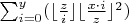 $  \sum_{i = 0}^{y}(\lfloor\frac{z}{i} \rfloor\lfloor\frac{x\cdot i}{z} \rfloor^2)$