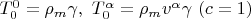 $T_0^0 = \rho_m\gamma, \ T_0^{\alpha} = \rho_m v^{\alpha} \gamma \ (c=1)$