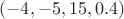 $(-4,-5, 15,0.4)$