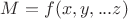 $M=f(x,y,...z)$