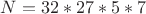 $N=32*27*5*7$