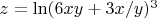 $z=\ln(6xy+3x/y)^3$
