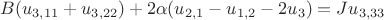 $B(u_{3,11}+u_{3,22}) + 2\alpha (u_{2,1} - u_{1,2} - 2u_{3})=Ju_{3,33}$