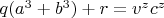 $q(a^3+b^3)+r=v^zc^z$