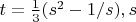 $t= \frac{1}{3} (s^2-1/s), s$