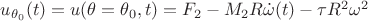 $u_{\theta_0}(t) = u(\theta = \theta_0, t) = F_2 - M_2 R \dot \omega(t) - \tau R^2 \omega^2$
