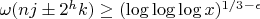 $\omega(nj\pm2^hk)\geq(\log\log\log x)^{{1/3}-\epsilon}$