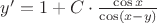 $y' = 1 + C\cdot\frac{\cos x}{\cos(x-y)}$