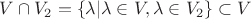 $V \cap V_2 = \left\lbrace \lambda | \lambda \in V, \lambda \in V_2\right\rbrace\subset V $