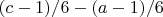 $(c-1)/6-(a-1)/6$
