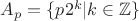 $A_p = \{p2^k | k \in \mathbb{Z}\}$ $A_p = \{p2^k | k \in \mathbb{Z}\}$