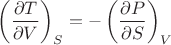 $\left(\dfrac{\partial T}{\partial V}\right)_S=-\left(\dfrac{\partial P}{\partial S}\right)_V$