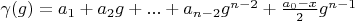 $\gamma(g)=a_1+a_2 g+...+a_{n-2} g^{n-2}+\frac{a_0-x}{2} g^{n-1}$