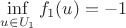 $\inf\limits_{u \in U_1 } f_{1}(u)=-1$
