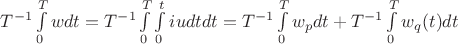 $ T^{-1}\int\limits_0^T{w}dt= T^{-1}\int\limits_0^T{\int\limits_0^t iudt}dt =  T^{-1}\int\limits_0^T{w_p}dt +  T^{-1}\int\limits_0^T{w_q (t)}dt$