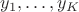 $y_{1},\ldots ,y_{K}$