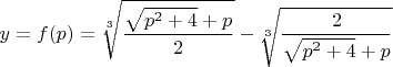 $y=f(p)=\sqrt[3]{\dfrac{\sqrt{p^2+4}+p}{2}}-\sqrt[3]{\dfrac{2}{\sqrt{p^2+4}+p}}$