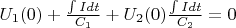 $U_1(0)+\frac{\int Idt}{C_1}+U_2(0)\frac{\int Idt}{C_2}=0$