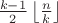 $\frac{k-1}{2} \left\lfloor\frac{n}{k}\right\rfloor$