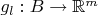 $g_l:B\to \mathbb{R}^m$