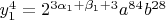 $\[y_1^4  = 2^{3\alpha _1  + \beta _1  + 3} a^{84} b^{28} \]$