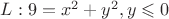 $L: 9=x^2 + y^2,  y \leqslant 0$