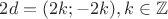 $2d=(2k;-2k), k\in \mathbb{Z}$