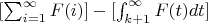 $[\sum_{i=1}^{\infty}{F(i)}]-[\int_{k+1}^{\infty}{F(t)dt}]$