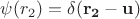 $\psi(r_2)=\delta(\mathbf{r_2} - \mathbf{u})$