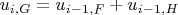$u_{i, G} = u_{i-1, F} + u_{i-1, H}$