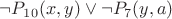 $ \neg P_1_0(x,y) \vee \neg P_7(y,a) $