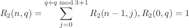 $$R_2(n,q)=\sum\limits_{j=0}^{q+q\bmod 3+1}R_2(n-1,j), R_2(0,q)=1$$