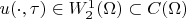 $u(\cdot,\tau)\in W^1_2(\Omega)\subset C(\Omega)$