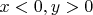 $x < 0,y > 0$