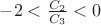 $-2<\frac{C_2}{C_3}<0$