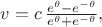 $v=c\,\tfrac{e^\theta-e^{-\theta}}{e^\theta+e^{-\theta}},$