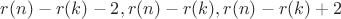 $r(n)-r(k)-2,r(n)-r(k), r(n)-r(k)+2$