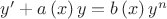 $y'+a\left(x\right)y=b\left(x\right)y^n$