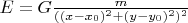 $E = G\frac{m}{((x - x_0)^2 + (y - y_0)^2)^2}$